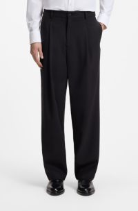 Relaxed-fit trousers in patterned virgin wool, Dark Blue