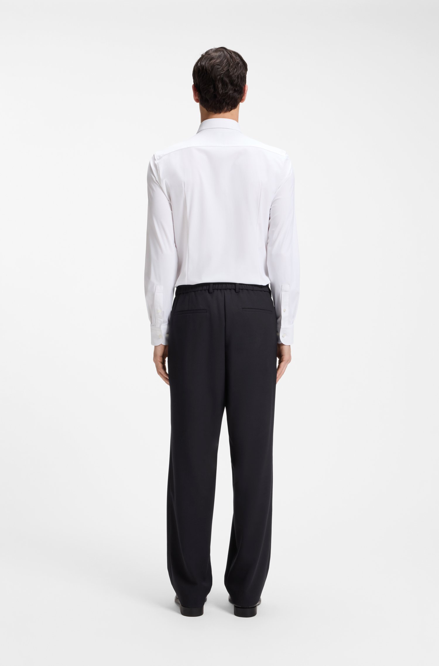 Boss Relaxed-fit trousers in patterned virgin wool byxor herr – bild 2