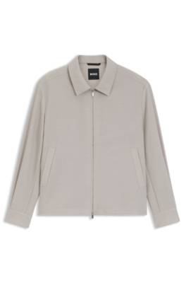 Relaxed-fit zip-up jacket in patterned virgin wool 4