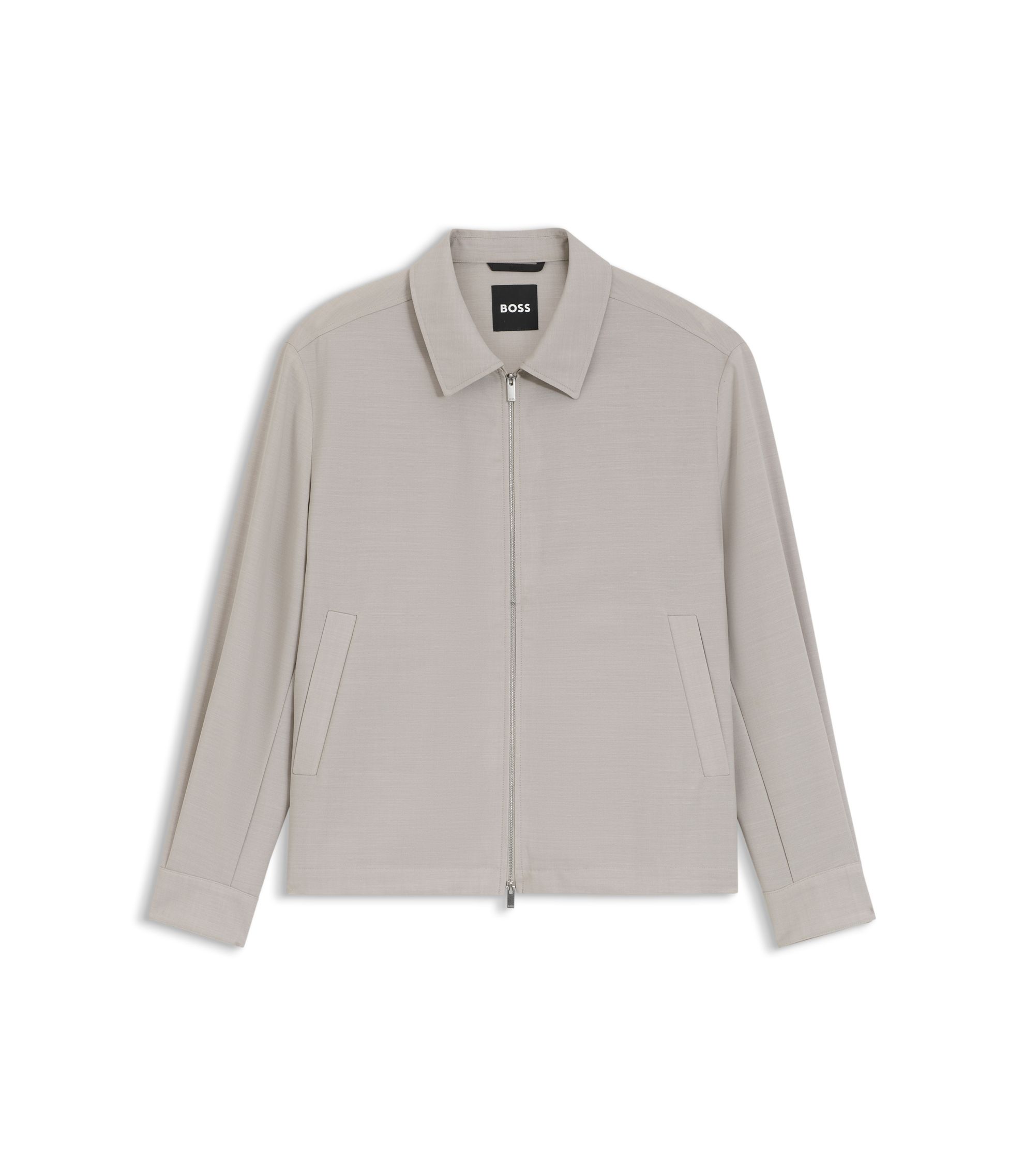 BOSS - Relaxed-fit zip-up jacket in patterned virgin wool - Light