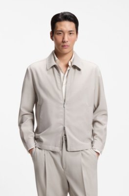 Relaxed-fit zip-up jacket in patterned virgin wool
