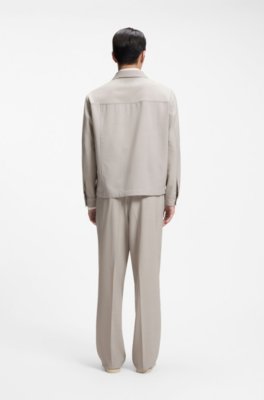 Relaxed-fit zip-up jacket in patterned virgin wool 2