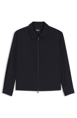 Relaxed-fit zip-up jacket in patterned virgin wool