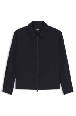 Relaxed-fit zip-up jacket in patterned virgin wool 4