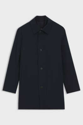 Regular-fit coat in patterned stretch fabric, Dark Blue