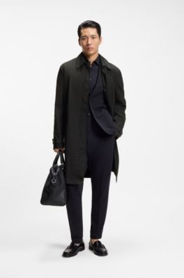 Water-repellent coat in stretch fabric, Black