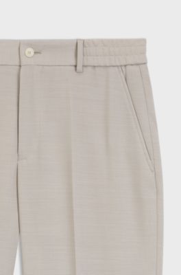 Pantaloni con fit affusolato in lana vergine con micromotivo, Beige chiaro