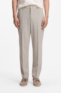 Tapered-fit trousers in micro-patterned virgin wool, Light Beige
