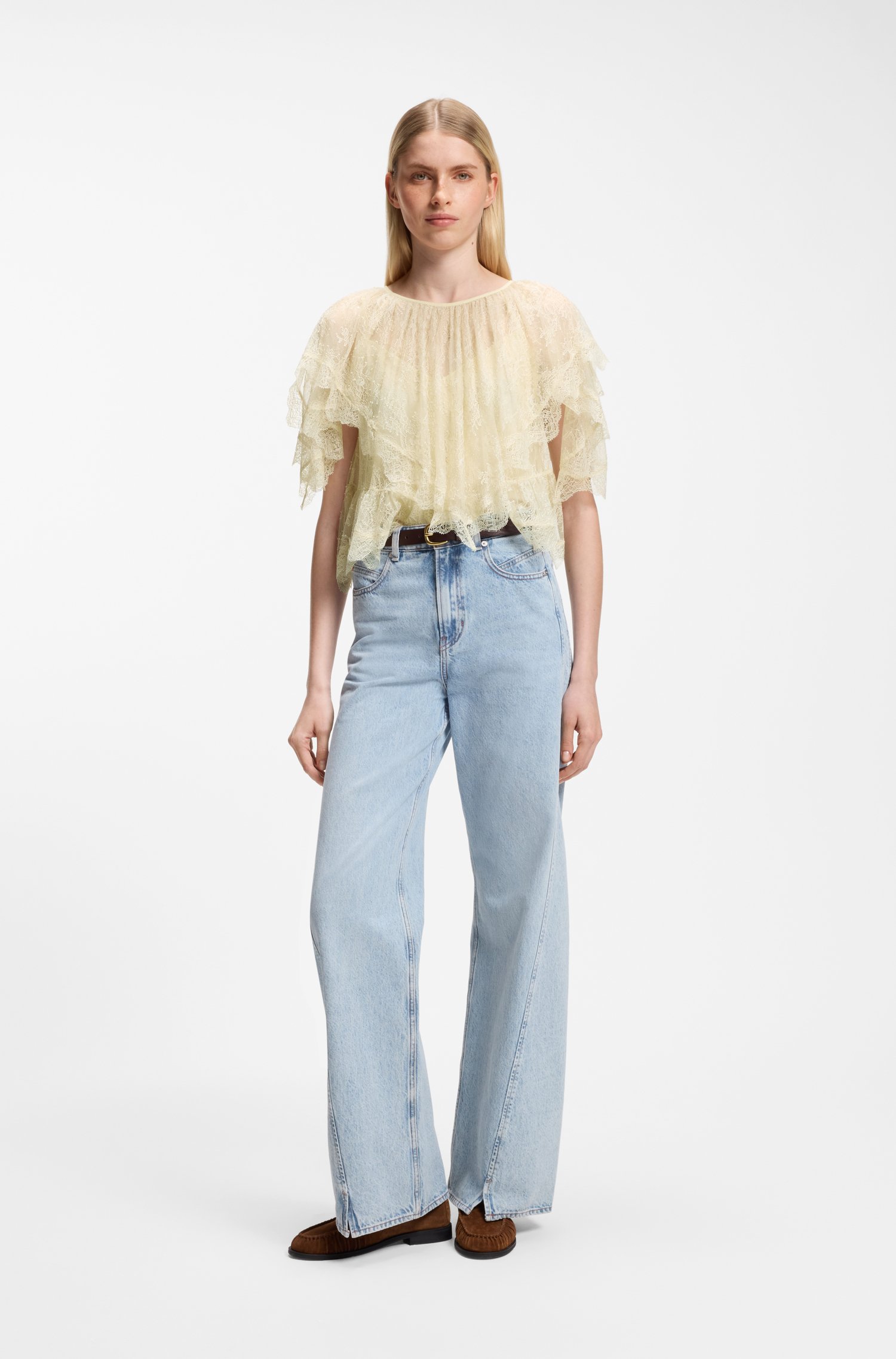 Boss Mini cape blouse with lace trimmings skjortor & blusar dam – bild 2