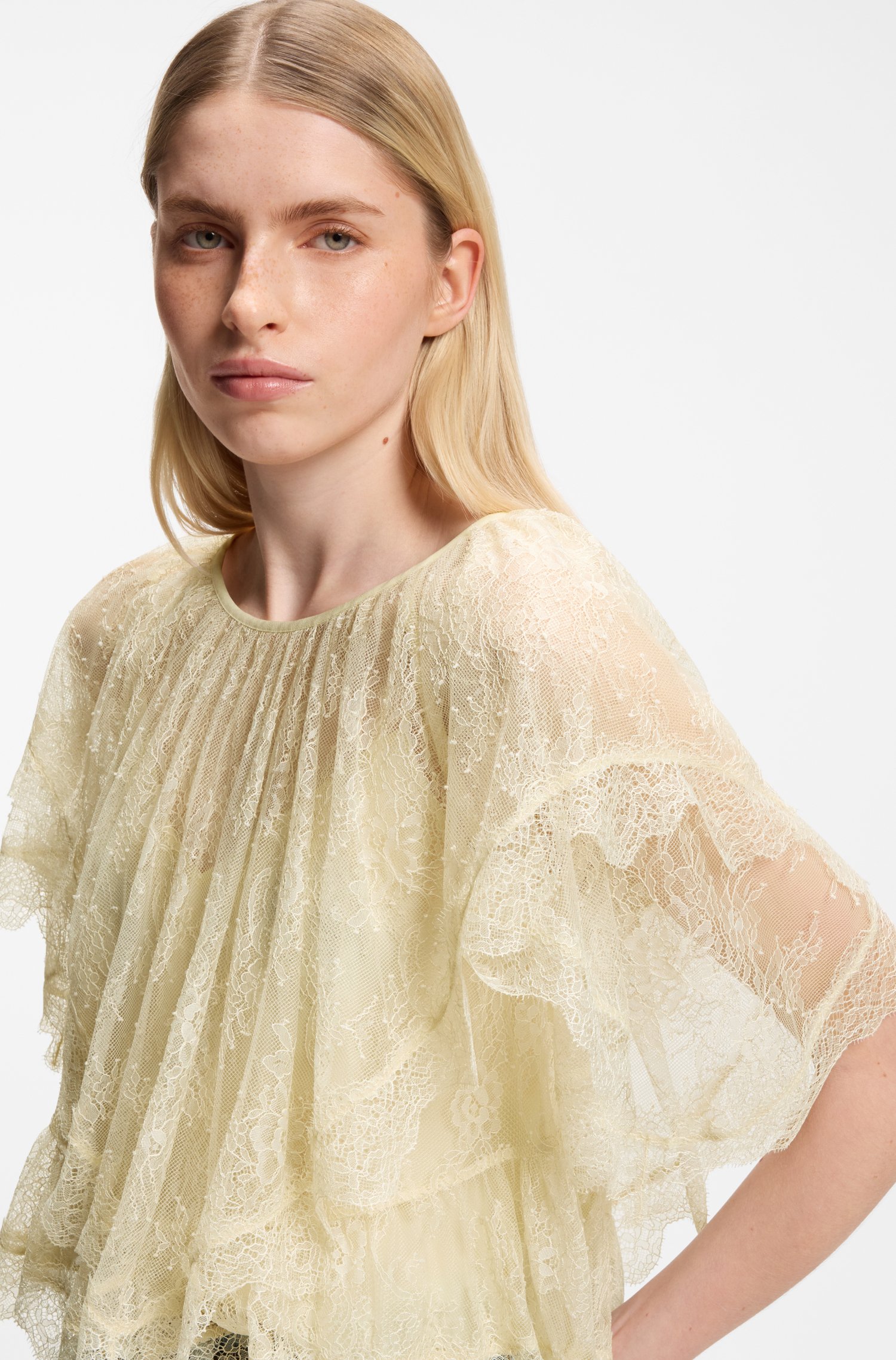 Boss Mini cape blouse with lace trimmings skjortor & blusar dam – bild 3