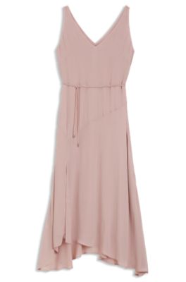 V-neck slip dress in crepe de chine, light pink