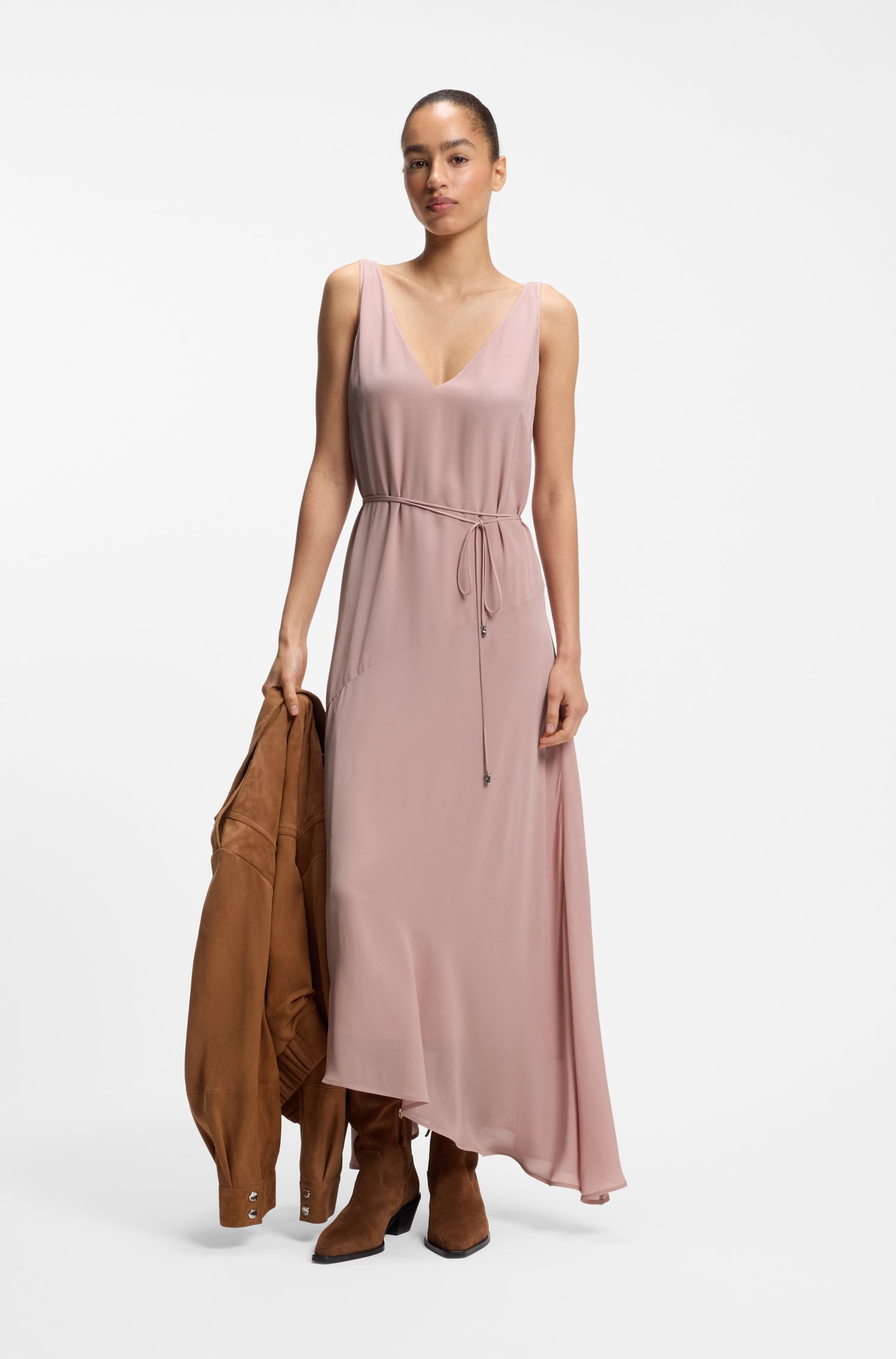 Boss V-neck slip dress in crepe de chine klänningar dam