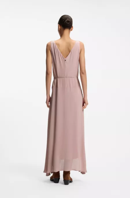 V-neck slip dress in crepe de chine