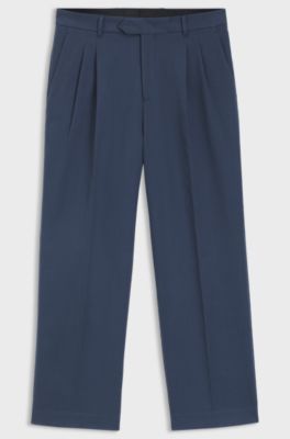 Tapered-fit trousers in stretch-cotton twill, Blue