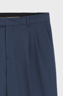 Pantaloni con fit affusolato in twill di cotone elasticizzato, Blu