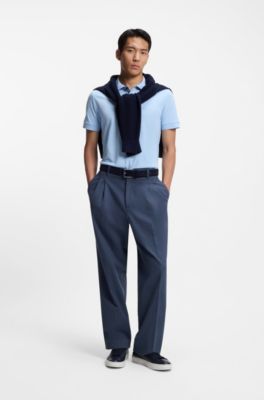 Tapered-fit trousers in stretch-cotton twill, Blue