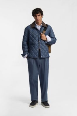 Tapered-fit trousers in stretch-cotton twill, Blue