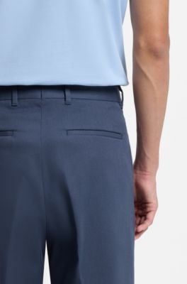 Tapered-fit trousers in stretch-cotton twill, Blue