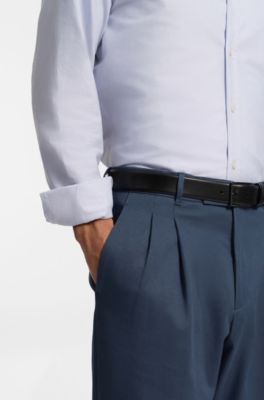 Pantaloni con fit affusolato in twill di cotone elasticizzato, Blu