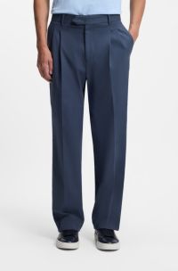 Tapered-fit trousers in stretch-cotton twill, Blue