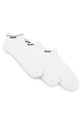 Three-pack ankle socks with plush sole, White