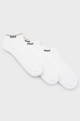 Three-pack ankle socks with plush sole, White