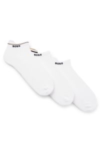 Three-pack ankle socks with plush sole, White