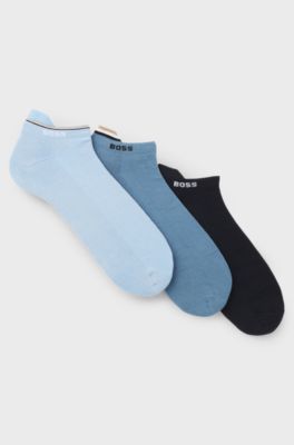 Three-pack ankle socks with plush sole, Blue