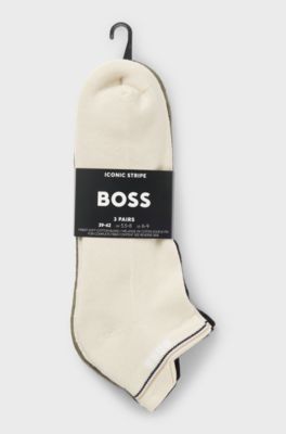 Three-pack ankle socks with plush sole, Green / Black / White