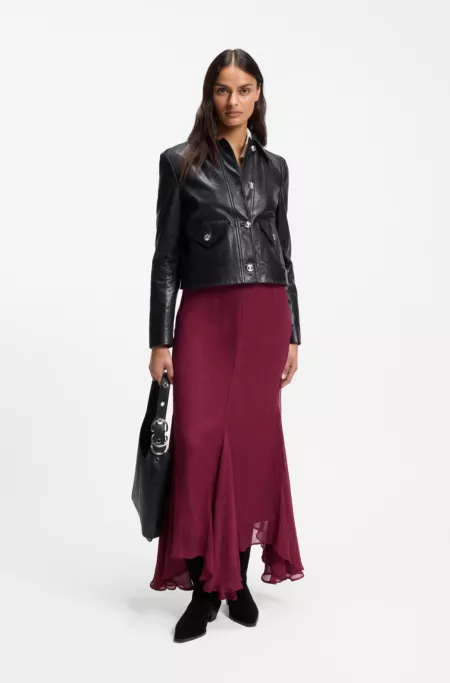 Midi skirt with asymmetric hemline