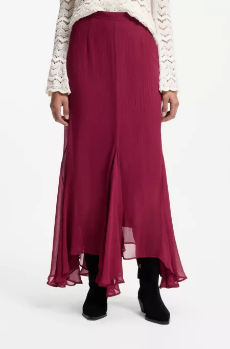 Midi skirt with asymmetric hemline