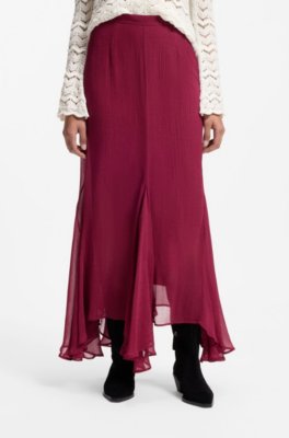 Midi skirt with asymmetric hemline