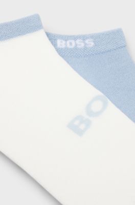 Two-pack ankle socks in soft bamboo blend, White / Blue