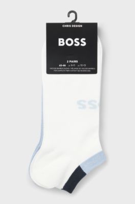 Two-pack ankle socks in soft bamboo blend, White / Blue