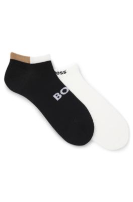 Two-pack ankle socks in soft bamboo blend, White / Black