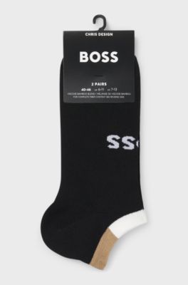 Two-pack ankle socks in soft bamboo blend, White / Black