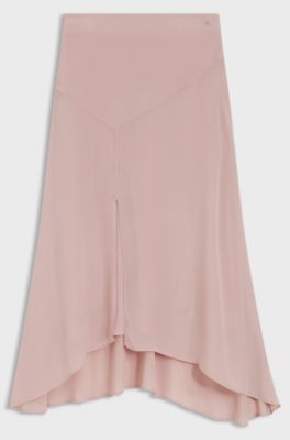 Gonna midi in cr&ecirc;pe de Chine, Rosa chiaro