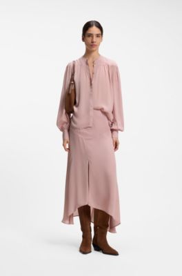 Midi skirt in crepe de chine, light pink