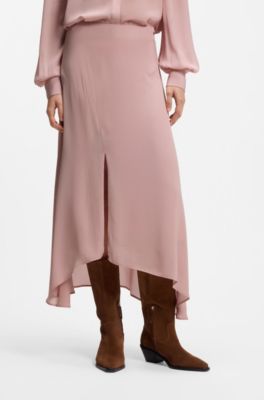 Midi skirt in crepe de chine, Light Pink