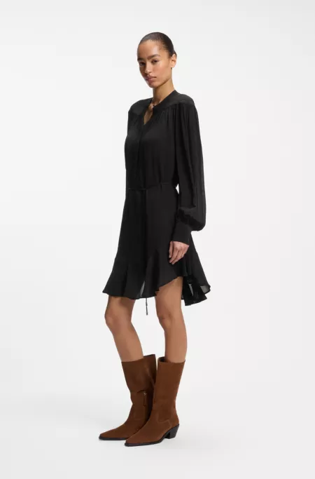 Shirt-style dress in crepe de chine