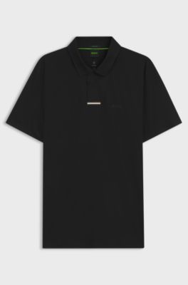 Active polo shirt with bonded seams, Black
