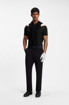 Active polo shirt with bonded seams, Black