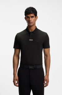 Active polo shirt with bonded seams, Black
