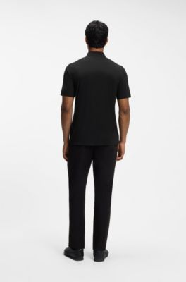 Active polo shirt with bonded seams, Black