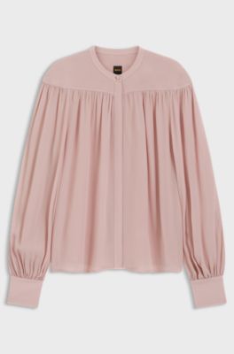 Relaxed-fit blouse in fluid crepe de chine, light pink
