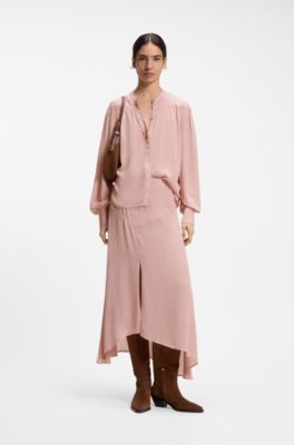 Relaxed-fit blouse in fluid crepe de chine, light pink