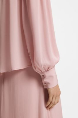 Relaxed-fit blouse in fluid crepe de chine, light pink