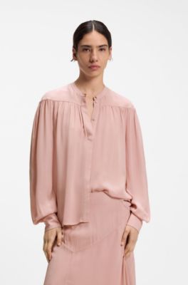 Relaxed-fit blouse in fluid crepe de chine, light pink