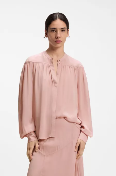 Relaxed-fit blouse in fluid crepe de chine