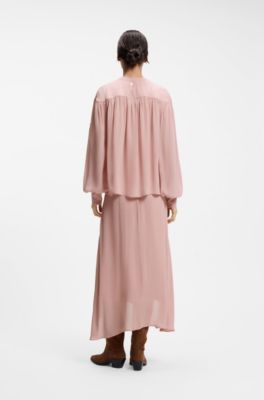 Relaxed-fit blouse in fluid crepe de chine, light pink